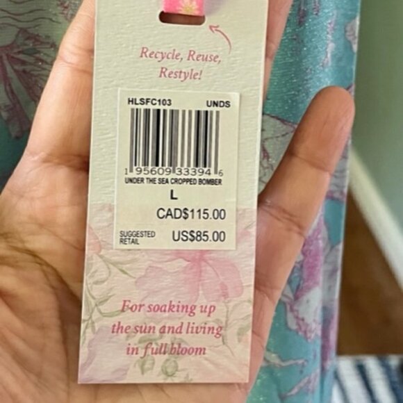 LoveShackFancy X Hurley NWT "Under the Sea" Lurex Mermaid Bomber Jacket Large - Picture 10 of 16